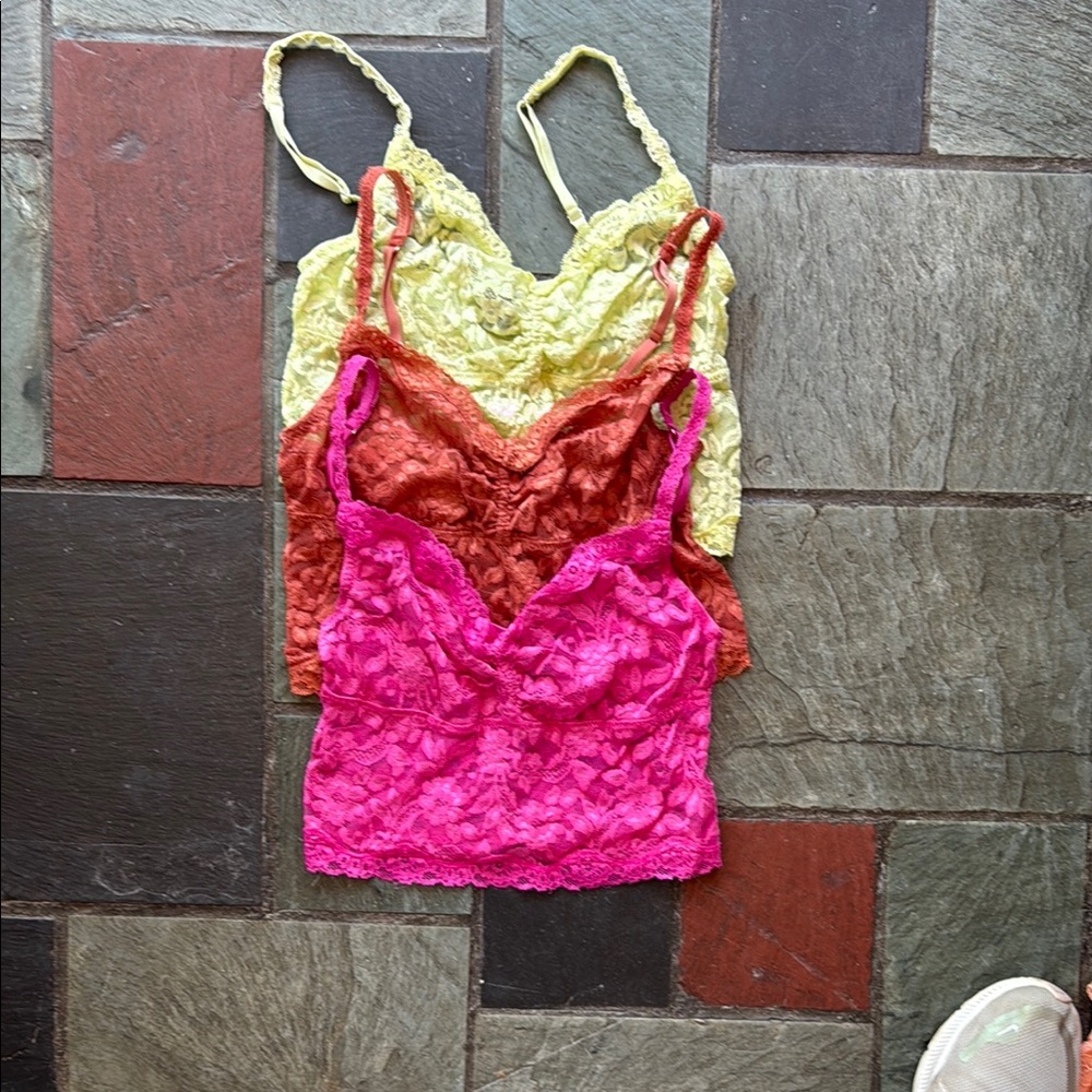 Lace Bralette Set in Pink, Orange, and Yellow
